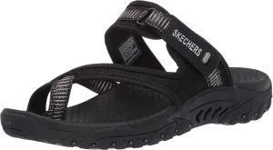 Skechers Women's Reggae-Seize The Day-Toe Thong Sandal Flip-Flop, Black, 8 M US