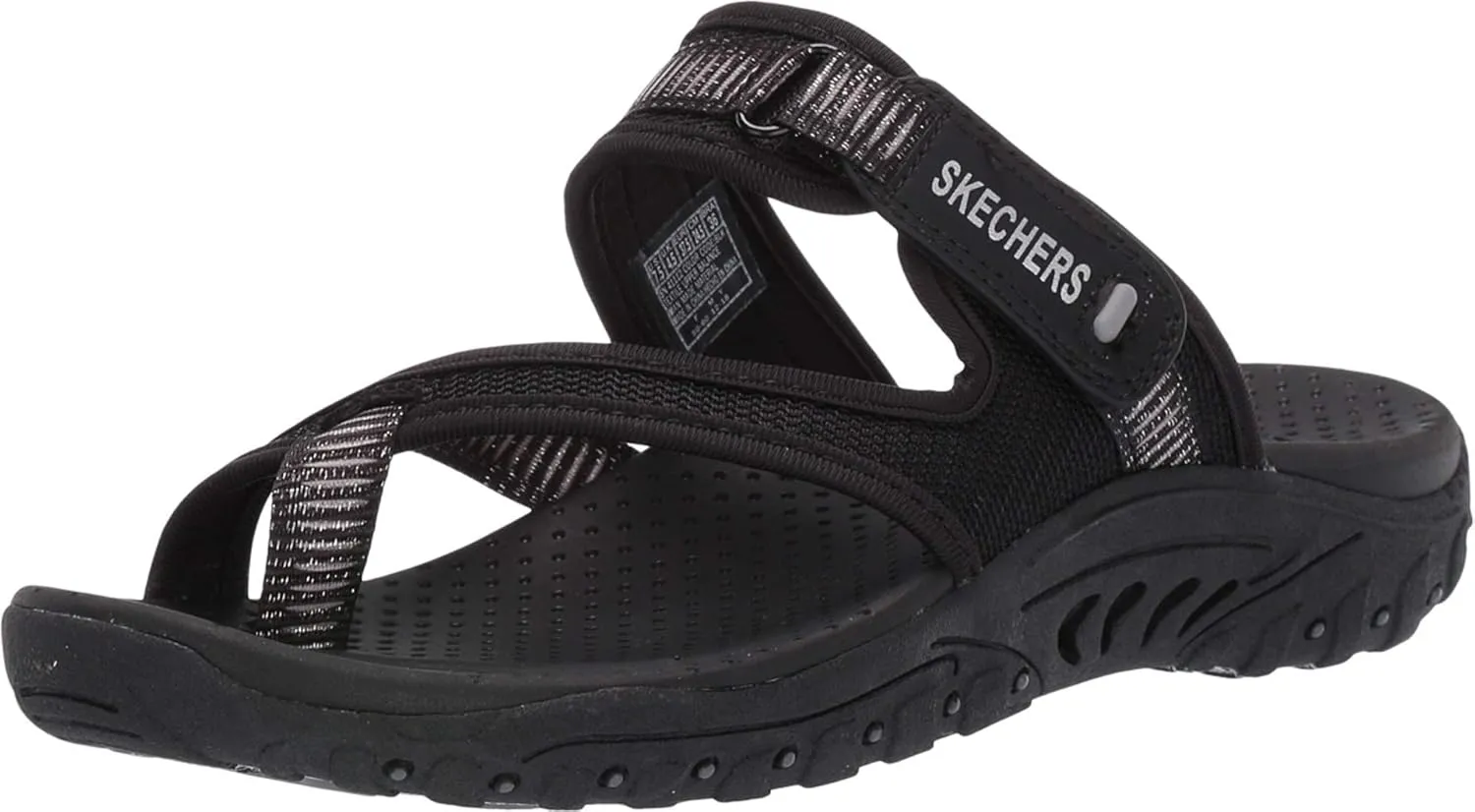 Skechers Women's Reggae-Seize The Day-Toe Thong Sandal Flip-Flop, Black, 8 M US