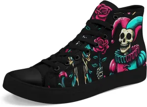 Skull Shoes for Women Men High Top Canvas Sneaker Punk Rock Joker Print Shoes Student Casual Walking Streetwear
