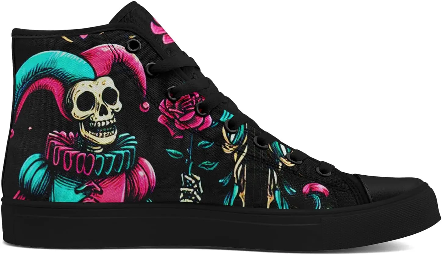 Skull Shoes for Women Men High Top Canvas Sneaker Punk Rock Joker Print Shoes Student Casual Walking Streetwear