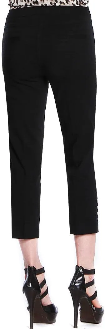 SLIM-SATION Women's Plus Size Pull on Solid Crop with Real Front & Back Pockets & Straps