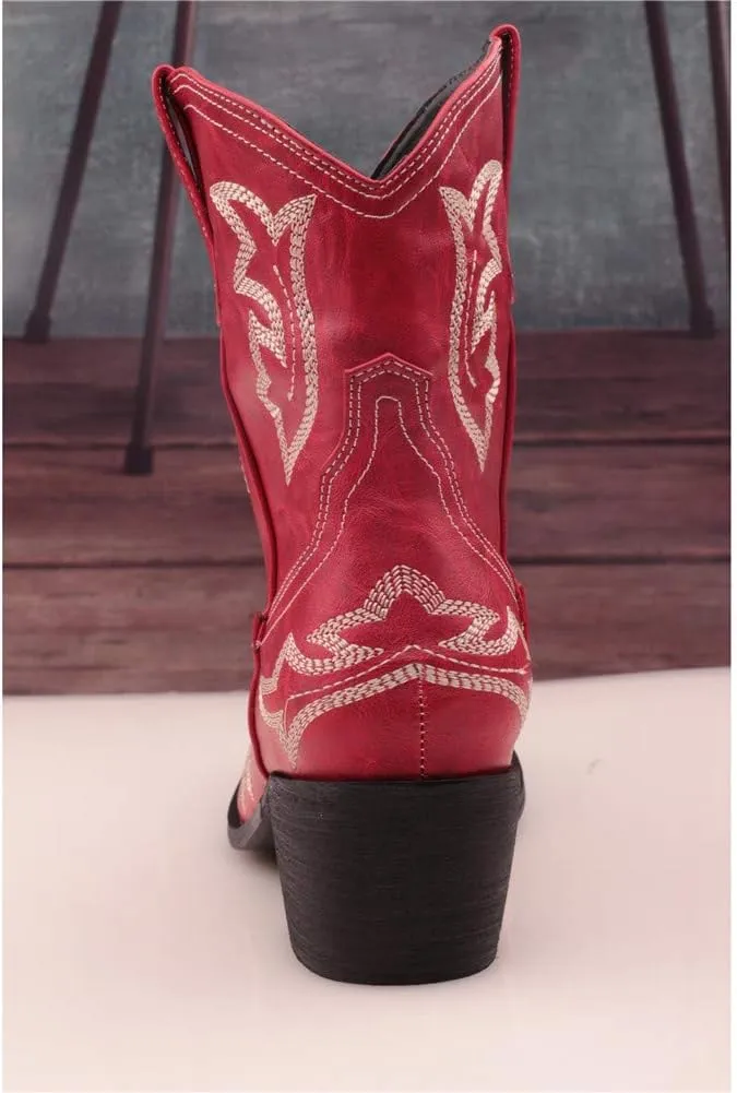SO SIMPOK Women Classic Cowgirl Boots Ladies Retro Ankle Boots Embroidered Western Short Boots