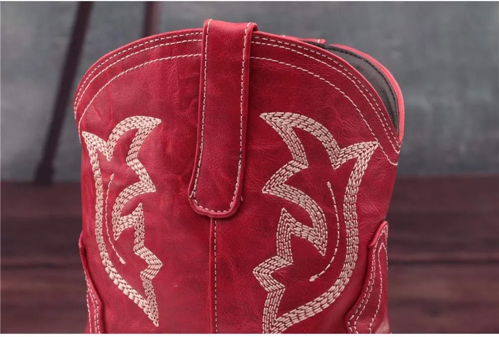 SO SIMPOK Women Classic Cowgirl Boots Ladies Retro Ankle Boots Embroidered Western Short Boots