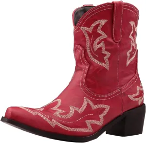 SO SIMPOK Women Classic Cowgirl Boots Ladies Retro Ankle Boots Embroidered Western Short Boots