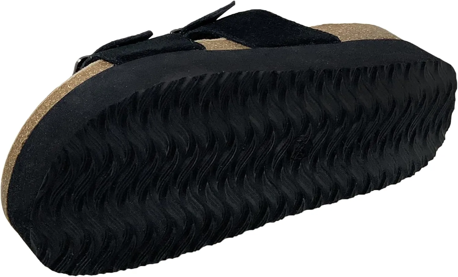 SOBEYO Women's Cork Footbed Sandals Platform Cow Suede Double Straps Bucklers Slip-on Flatform Comfort Flip Flops