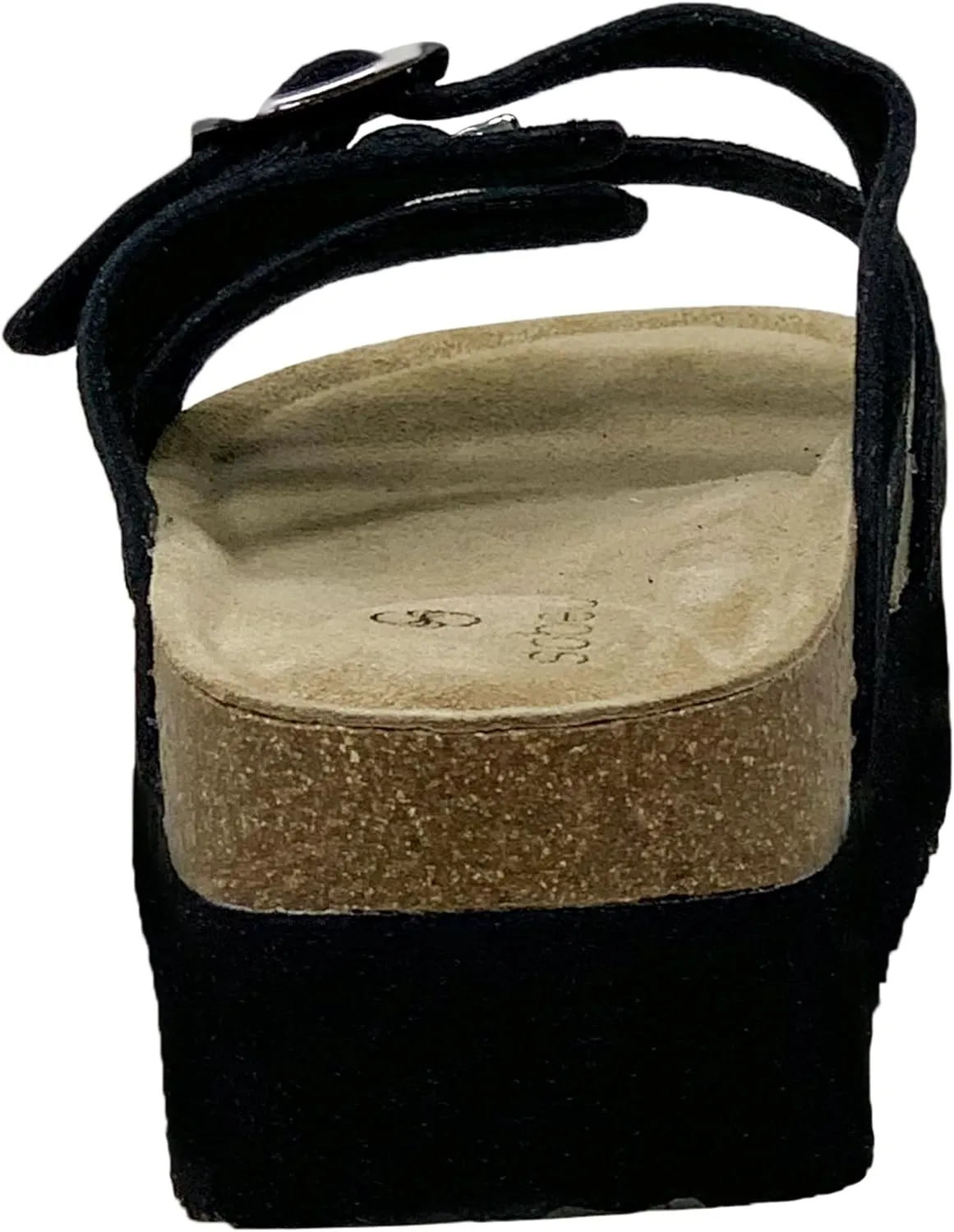 SOBEYO Women's Cork Footbed Sandals Platform Cow Suede Double Straps Bucklers Slip-on Flatform Comfort Flip Flops