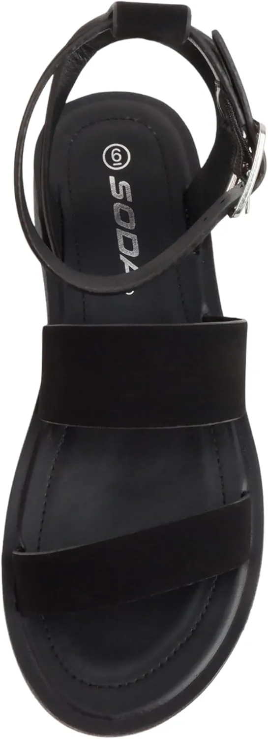 Soda Glory ~ Women Open Toe Multi-Strap Flatform Sandals
