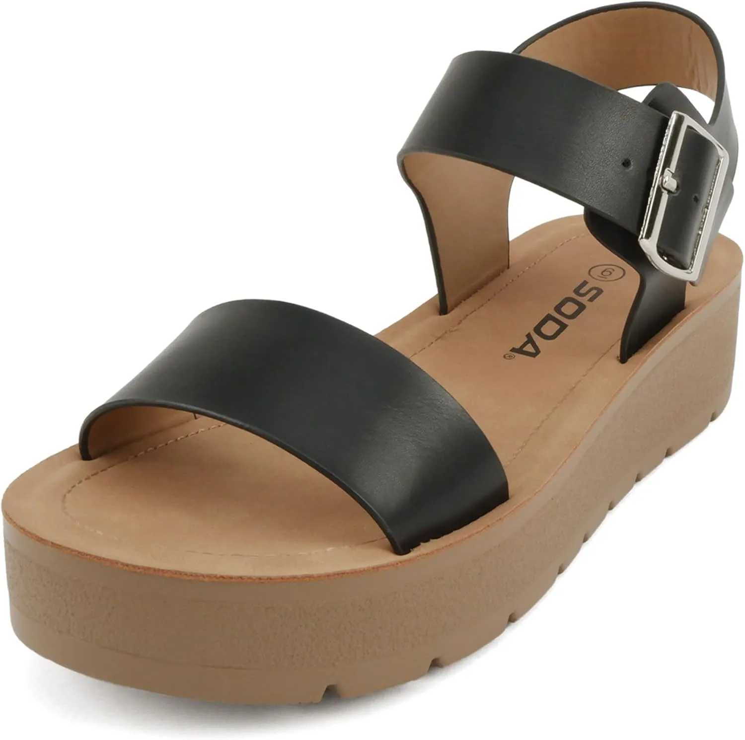 Soda Papaya ~ Women Open Toe Multi-Strap Flatform Sandals