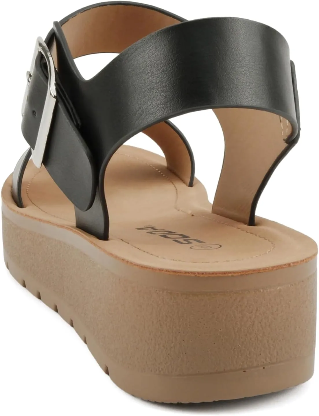 Soda Papaya ~ Women Open Toe Multi-Strap Flatform Sandals