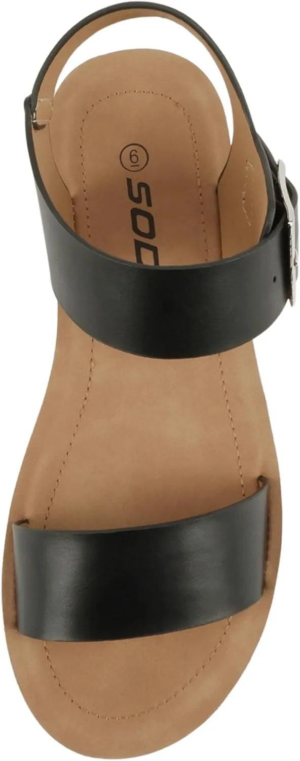 Soda Papaya ~ Women Open Toe Multi-Strap Flatform Sandals