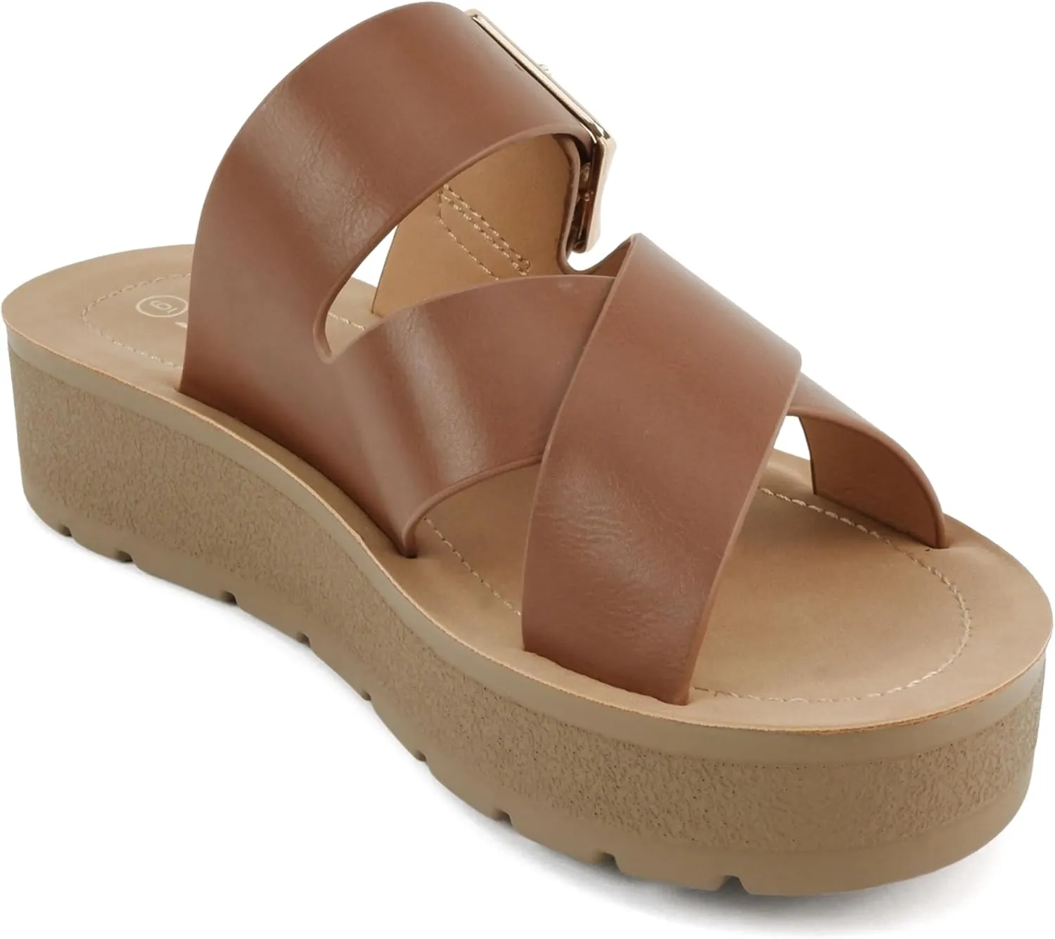 Soda Papaya ~ Women Open Toe Multi-Strap Flatform Sandals