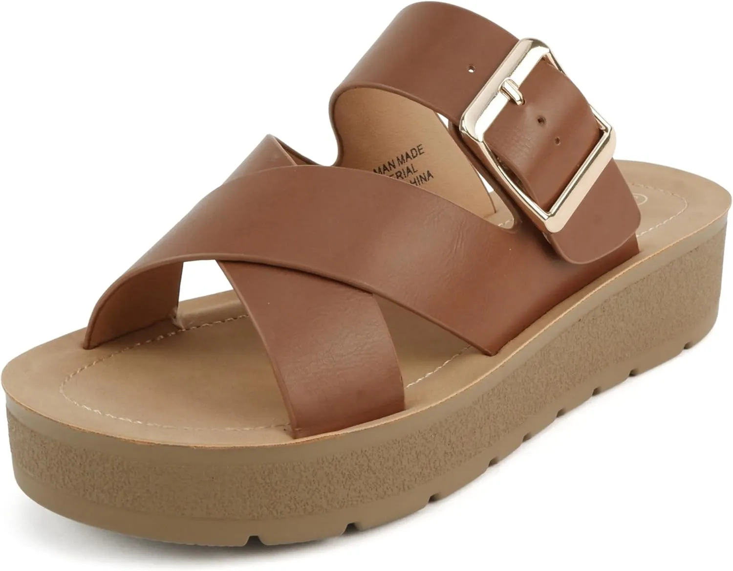 Soda Papaya ~ Women Open Toe Multi-Strap Flatform Sandals