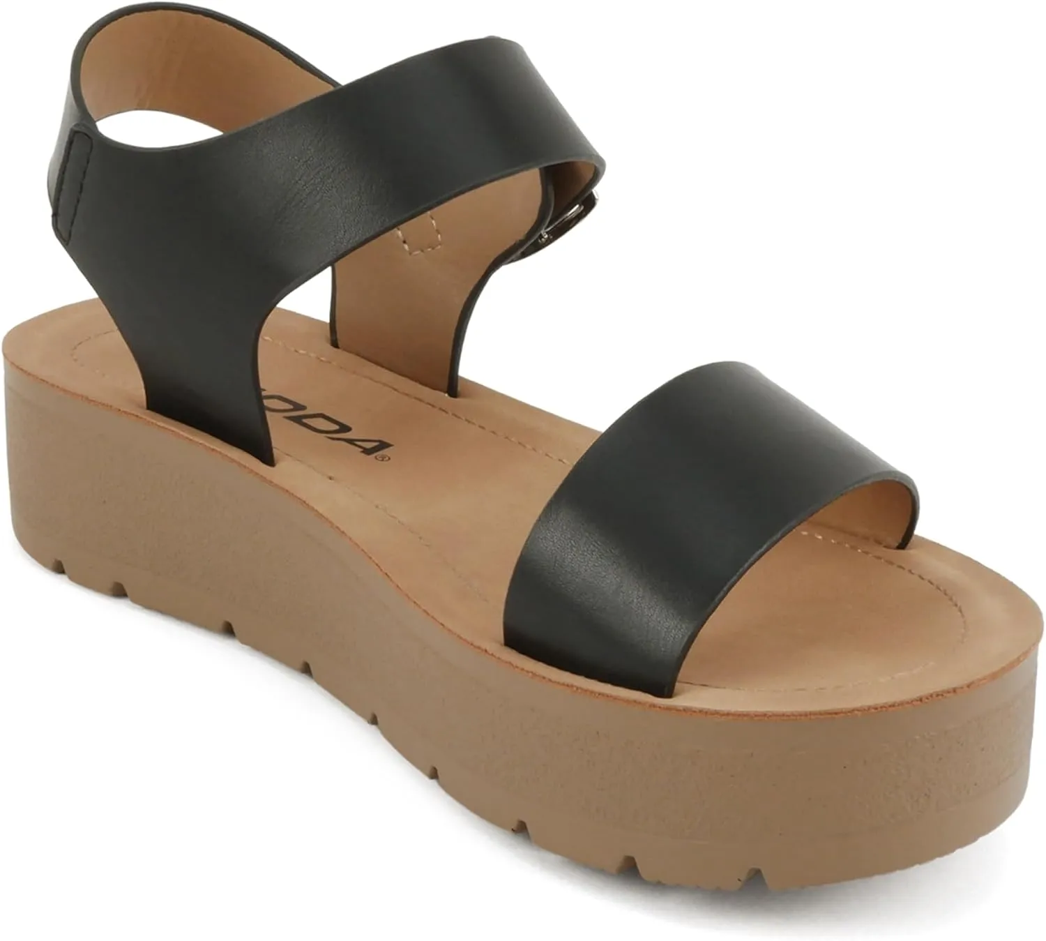 Soda Papaya ~ Women Open Toe Multi-Strap Flatform Sandals