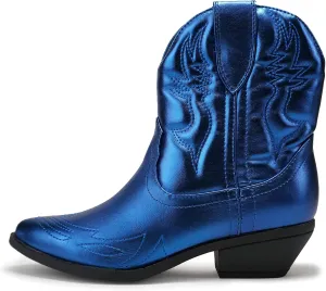 Soda RIGGING ~ Women Western Stitched Pointe Toe Low Heel Ankle Mid Shaft Boots