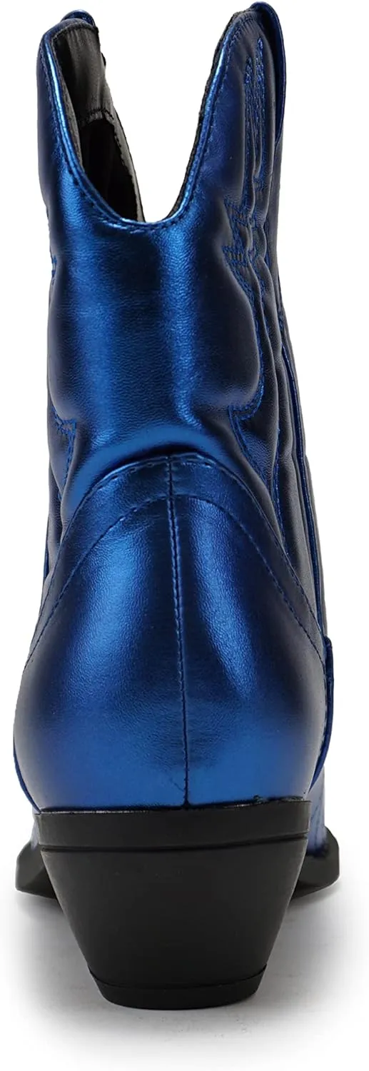 Soda RIGGING ~ Women Western Stitched Pointe Toe Low Heel Ankle Mid Shaft Boots