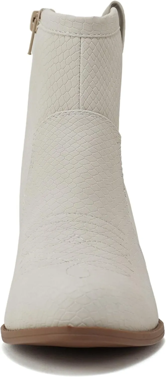Soda “TELLER” ~ Women's Western Cowboy Boots with Stitched Detailing, Pointed Toe, and Low Block Heel