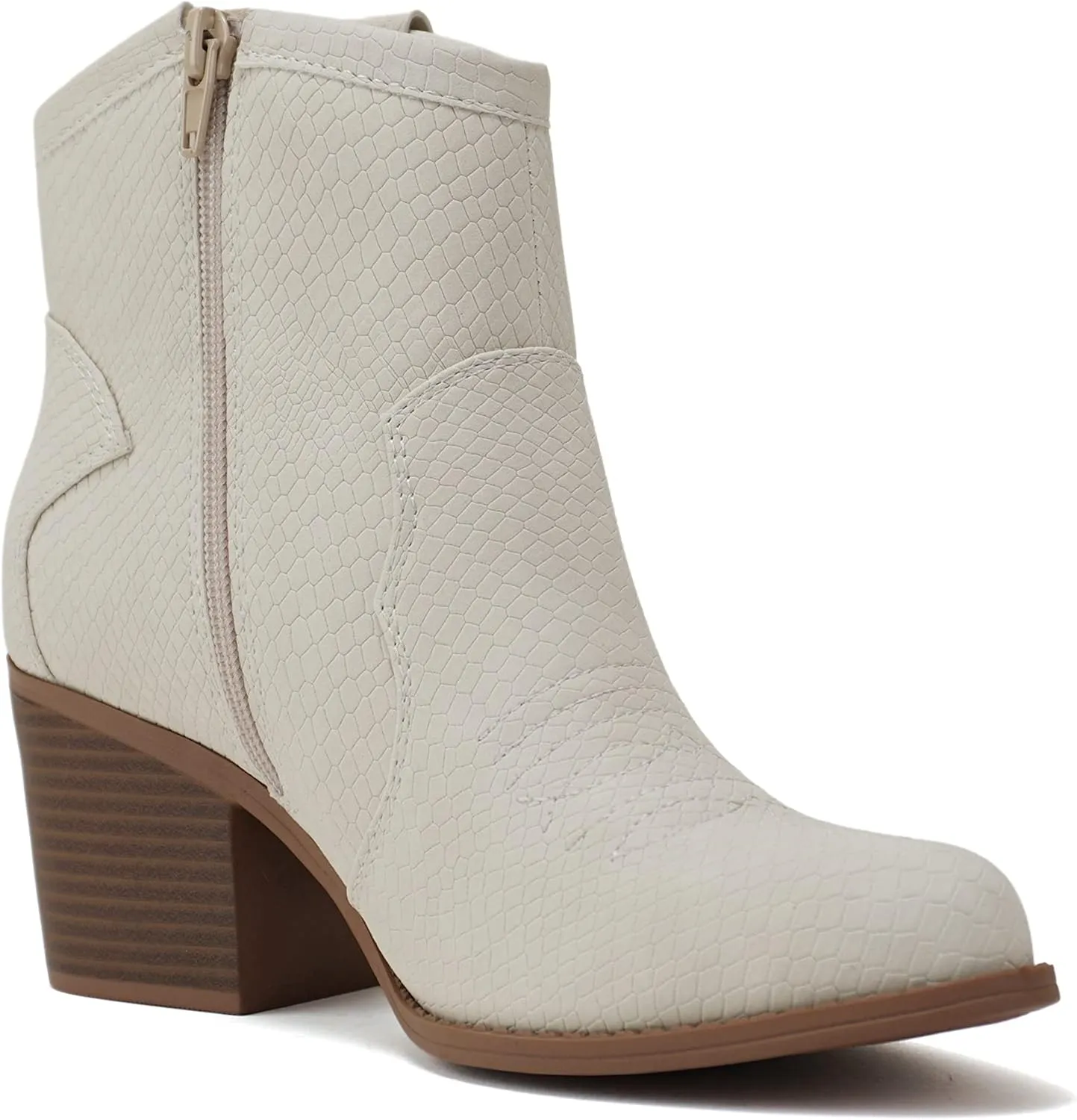 Soda “TELLER” ~ Women's Western Cowboy Boots with Stitched Detailing, Pointed Toe, and Low Block Heel