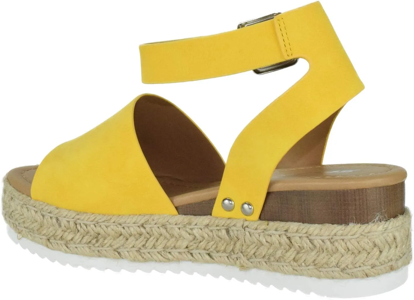 Soda Women Wedge Sandals Open Toe Ankle Strap Flatform Espadrilles Trim Platform Topic-S