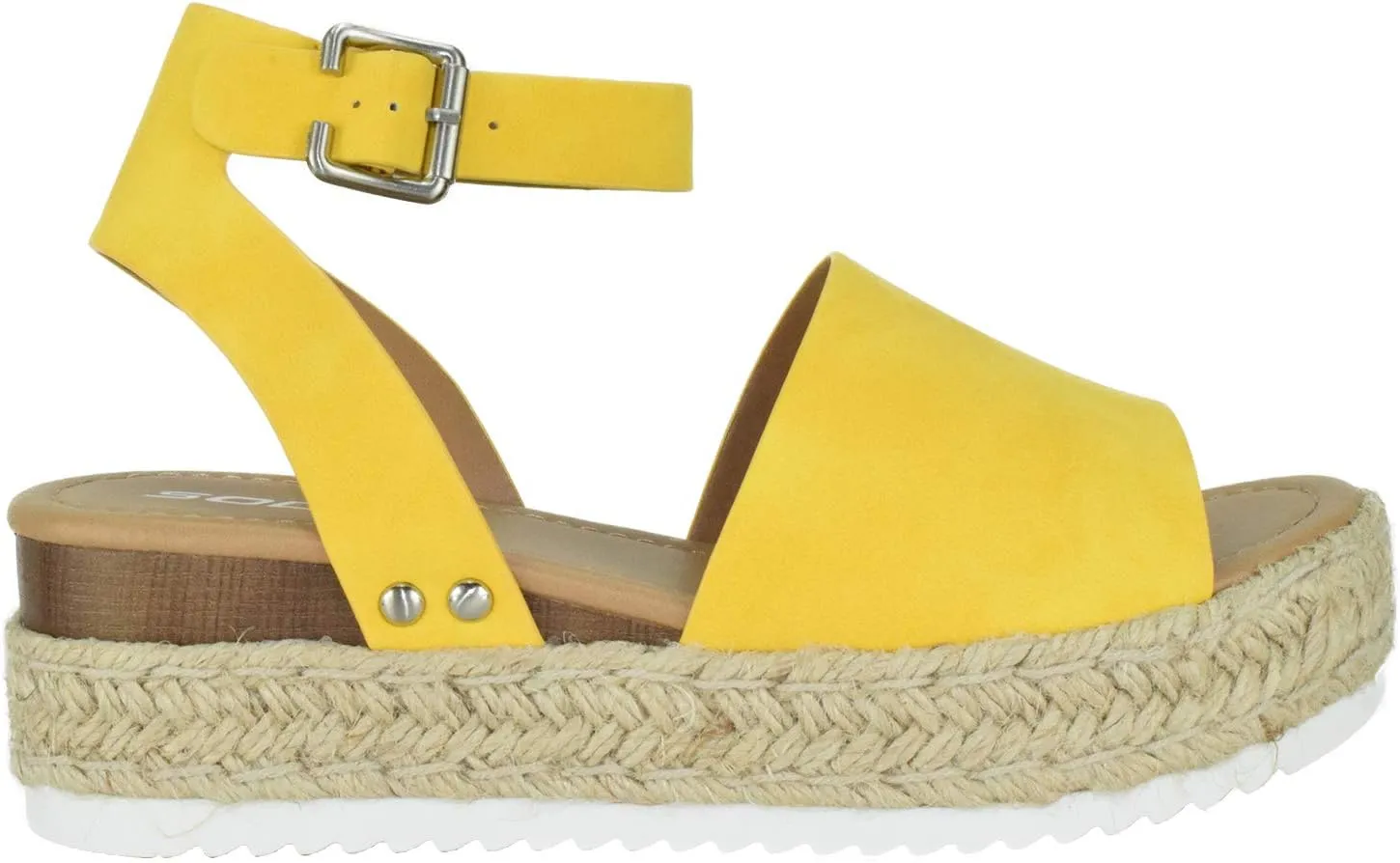 Soda Women Wedge Sandals Open Toe Ankle Strap Flatform Espadrilles Trim Platform Topic-S