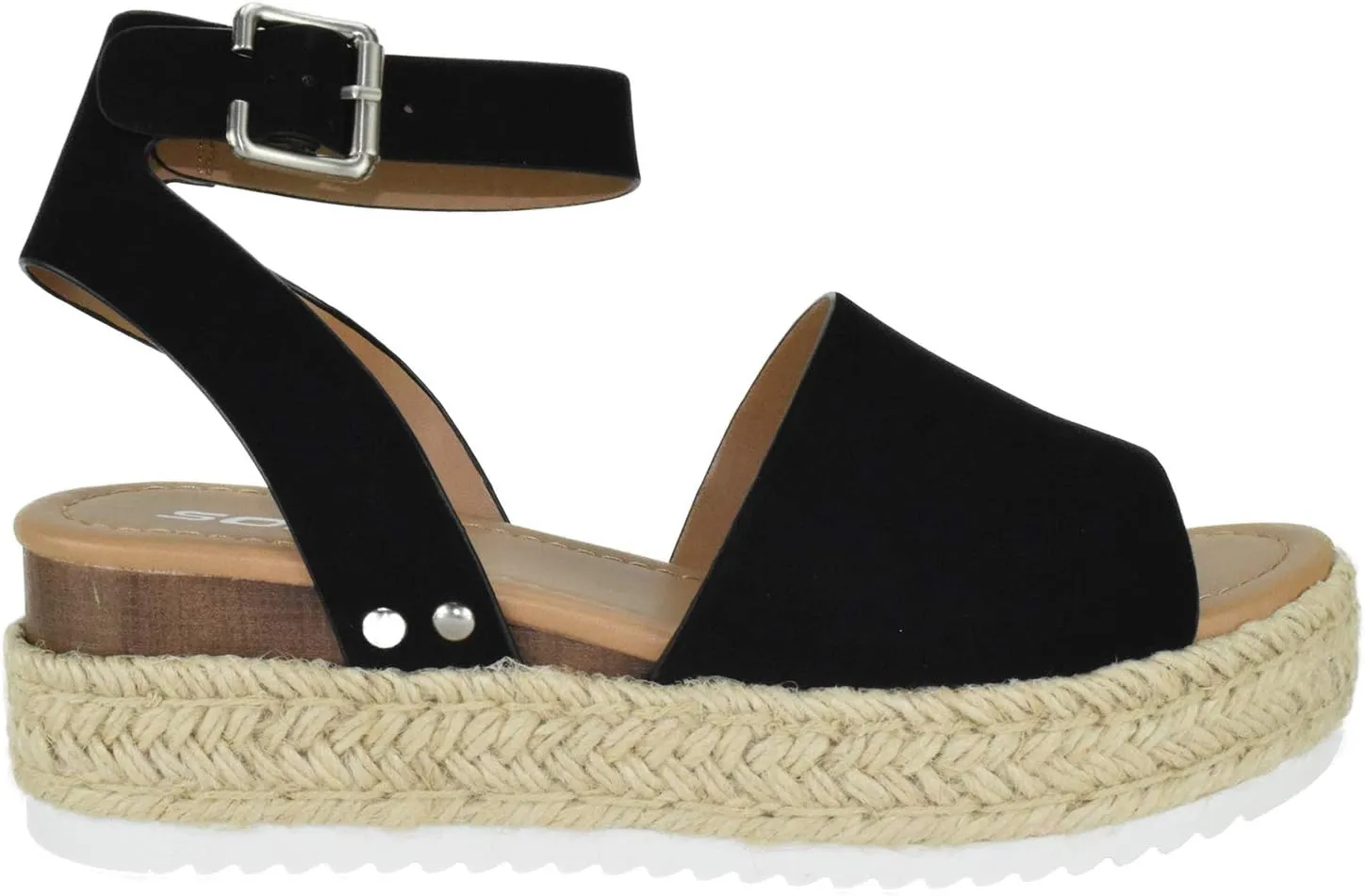 Soda Women Wedge Sandals Open Toe Ankle Strap Flatform Espadrilles Trim Platform Topic-S