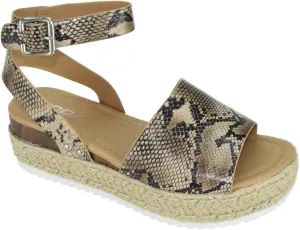 Soda Women Wedge Sandals Open Toe Ankle Strap Flatform Espadrilles Trim Platform Topic-S