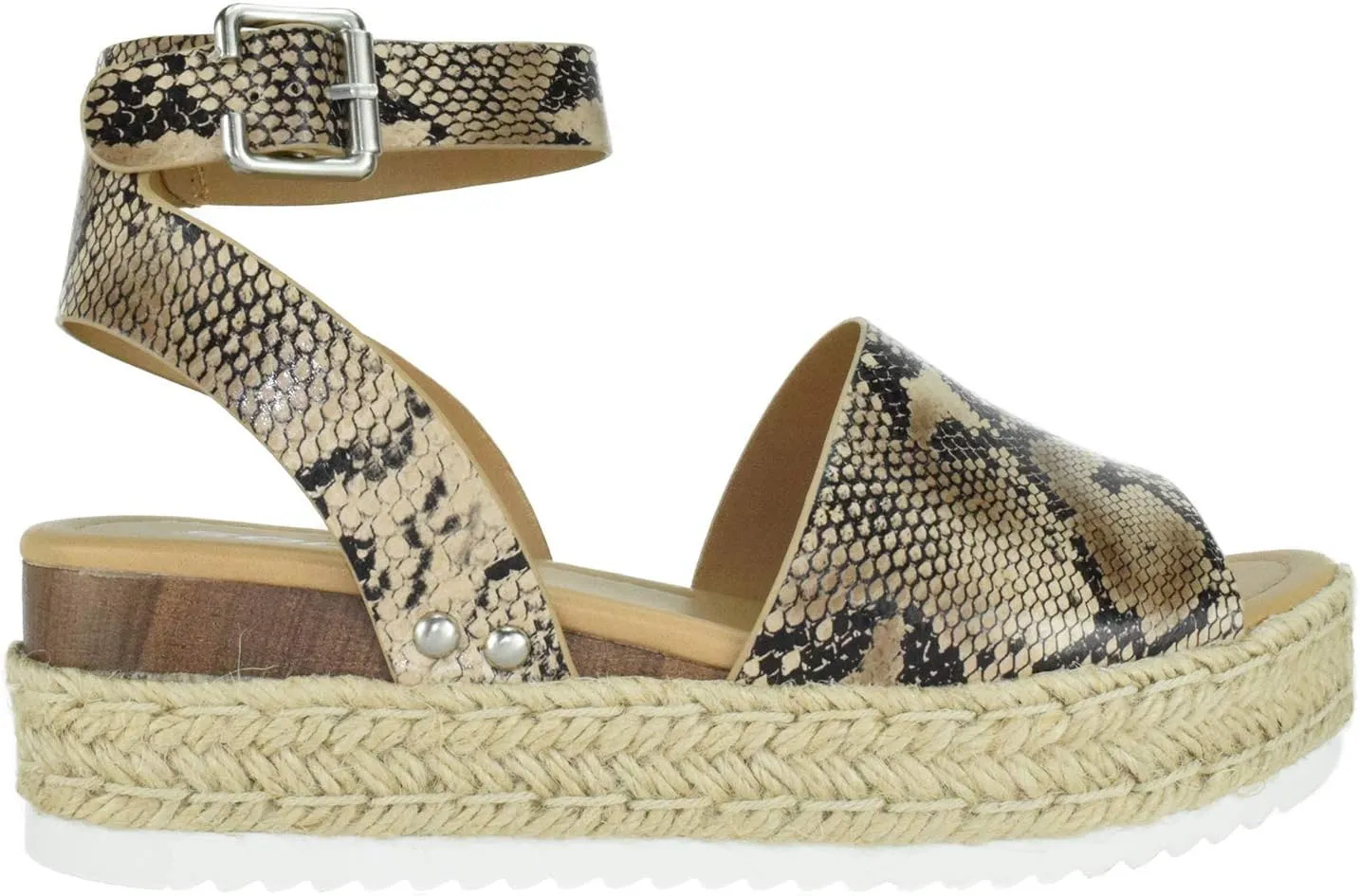 Soda Women Wedge Sandals Open Toe Ankle Strap Flatform Espadrilles Trim Platform Topic-S