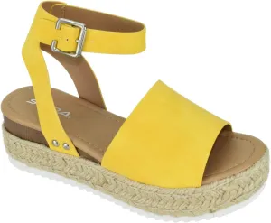 Soda Women Wedge Sandals Open Toe Ankle Strap Flatform Espadrilles Trim Platform Topic-S