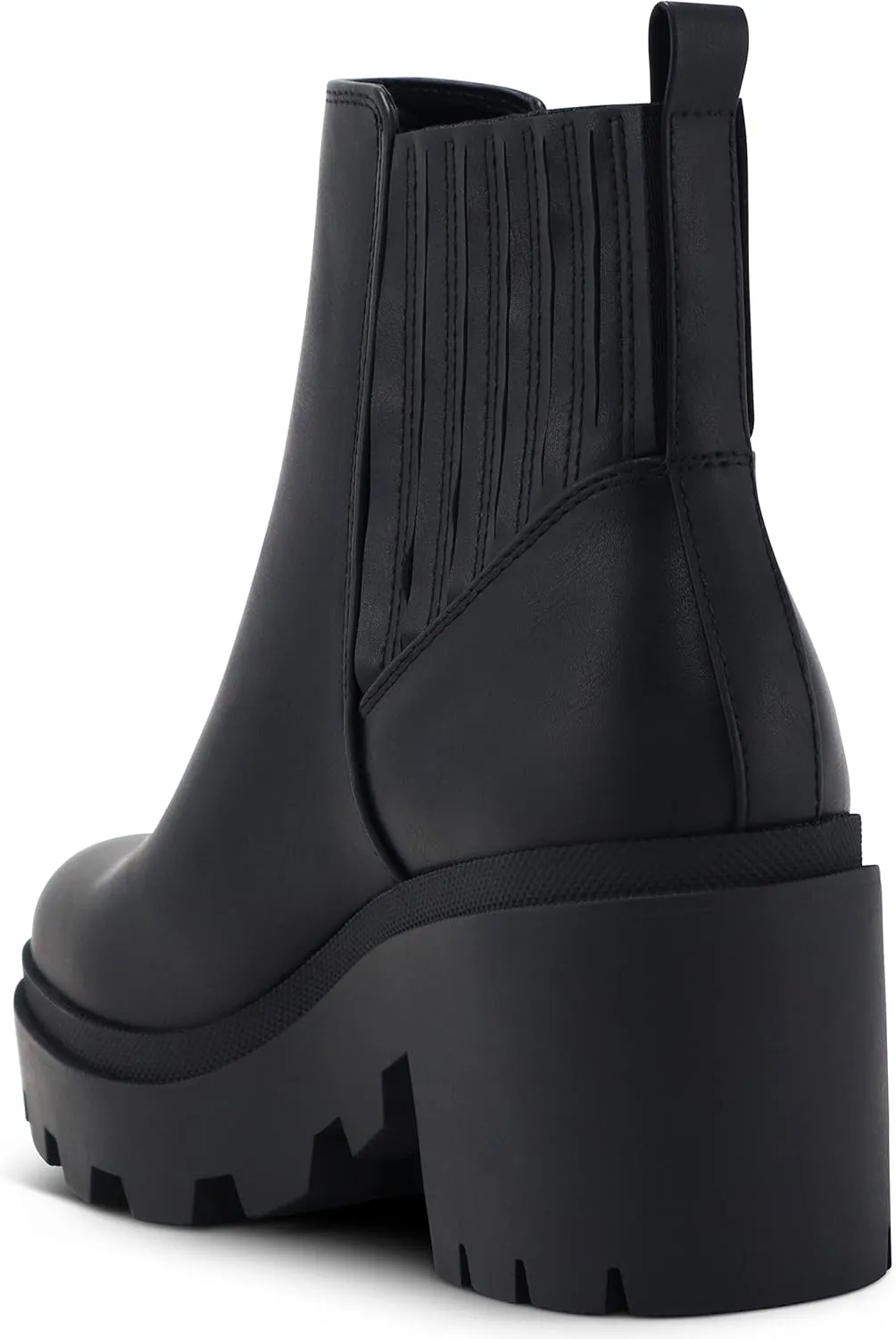 Soda Women's Ankle Boots Slip on Chunky Block Mid Heel Elastic Panel Casual Chelsea Western Booties