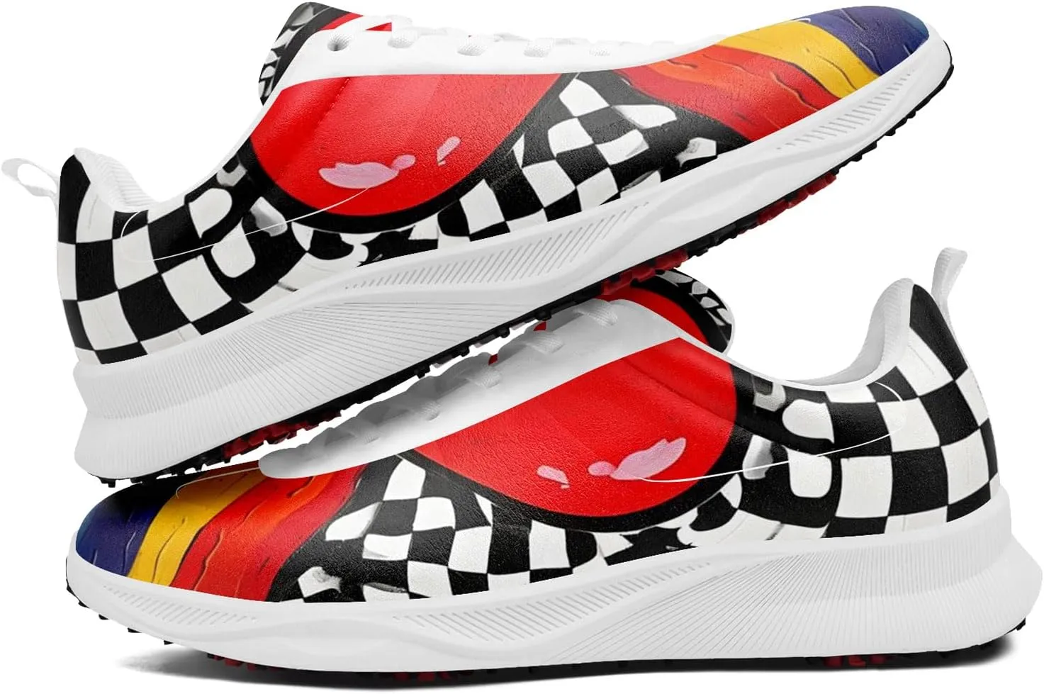 Spikeless Golf Shoes for Men, Artistic Design Women's Breathable Golf Sneakers with Heel Ventilation Sport Trainers