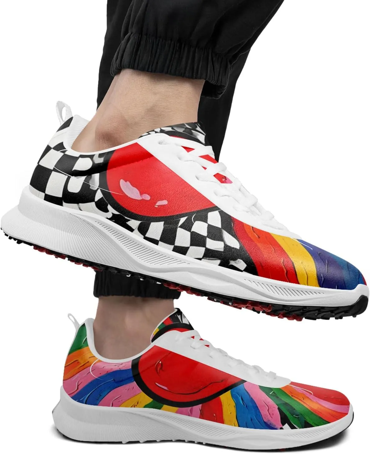 Spikeless Golf Shoes for Men, Artistic Design Women's Breathable Golf Sneakers with Heel Ventilation Sport Trainers