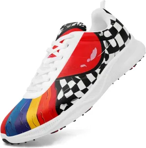 Spikeless Golf Shoes for Men, Artistic Design Women's Breathable Golf Sneakers with Heel Ventilation Sport Trainers