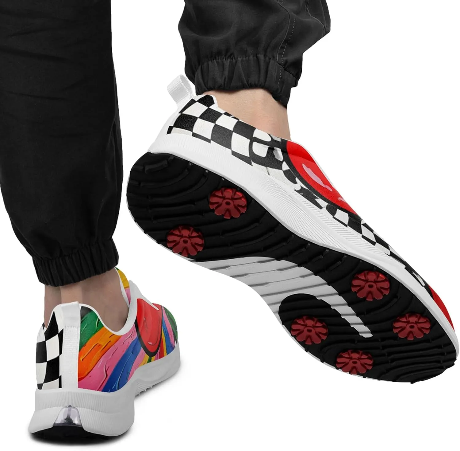 Spikeless Golf Shoes for Men, Artistic Design Women's Breathable Golf Sneakers with Heel Ventilation Sport Trainers