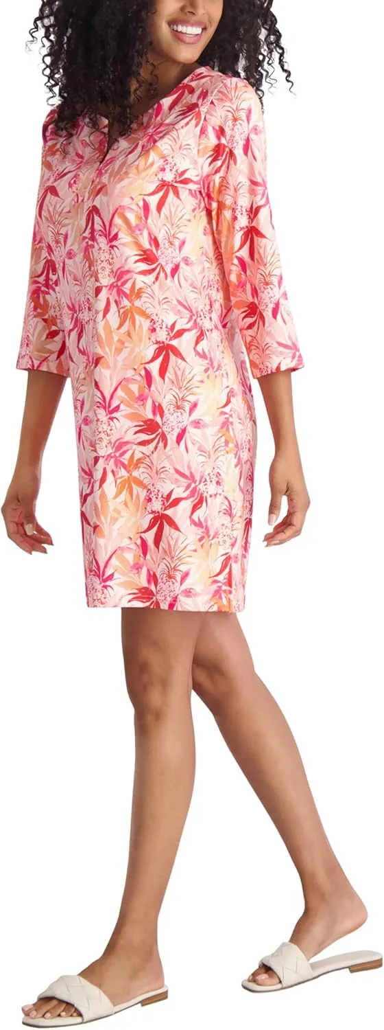 Stella Parker Women's 3/4 Sleeve Notch Neck Mini Dress