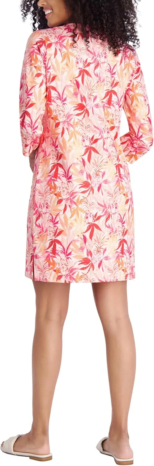 Stella Parker Women's 3/4 Sleeve Notch Neck Mini Dress