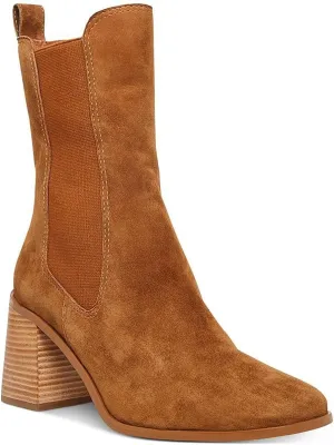 Steve Madden Womens Argent Block Heel Chelsea Boots Brown 5.5 Medium (B,M)