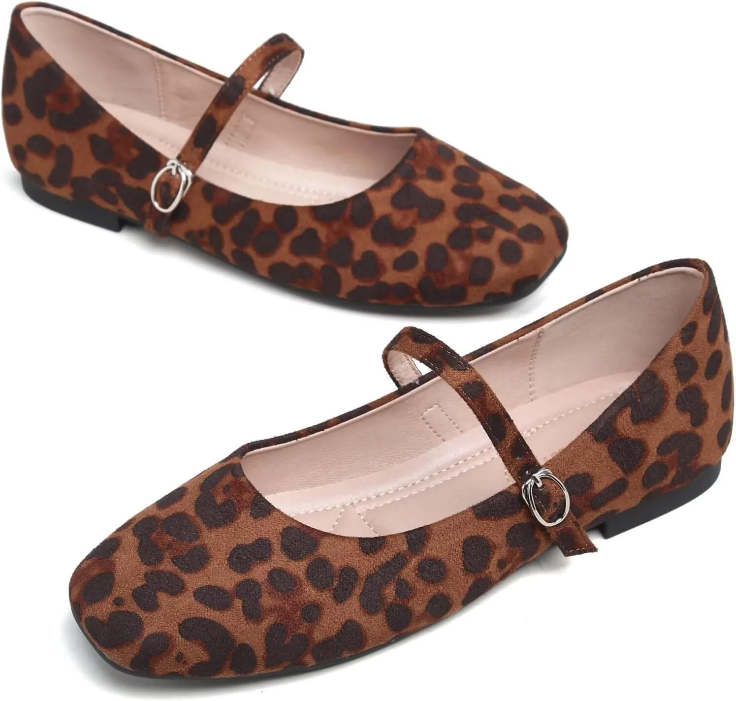 Stunner Mary Jane Square Toe Black Ballet Flats for Women - Comfortable Ankle Strap Casual Slip On Flats