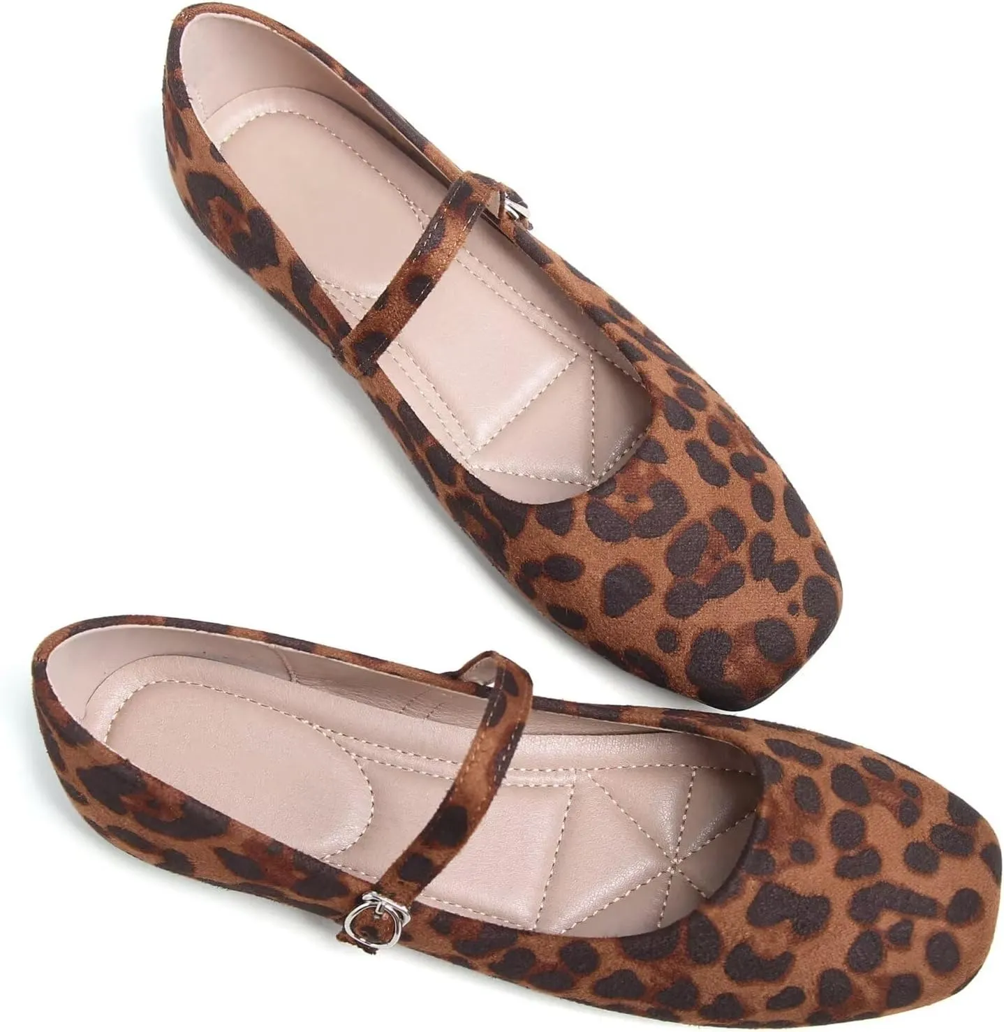 Stunner Mary Jane Square Toe Black Ballet Flats for Women - Comfortable Ankle Strap Casual Slip On Flats