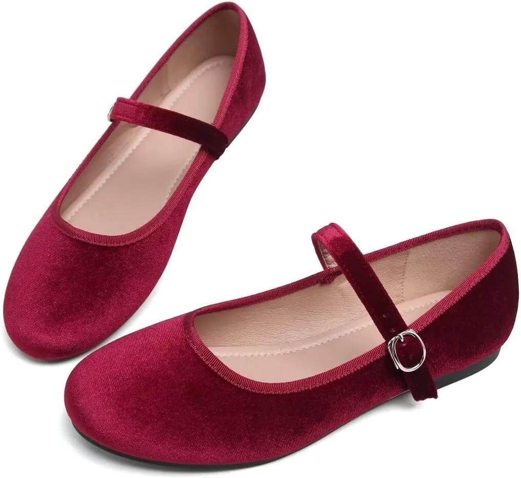 Stunner Women's Mary Jane Flats Fashion Round Toe Ballet Flats Comfortable Ankle Strap Flats Slip On Dress Flats