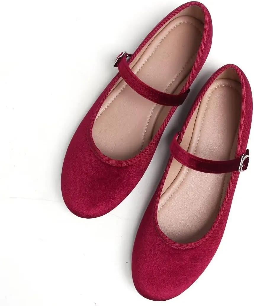 Stunner Women's Mary Jane Flats Fashion Round Toe Ballet Flats Comfortable Ankle Strap Flats Slip On Dress Flats