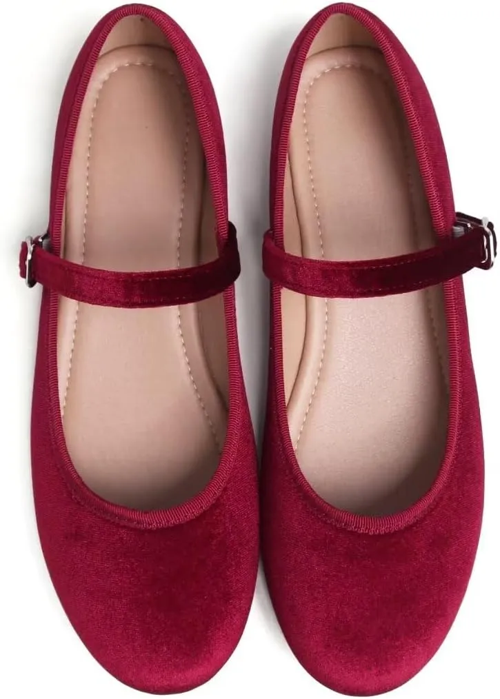 Stunner Women's Mary Jane Flats Fashion Round Toe Ballet Flats Comfortable Ankle Strap Flats Slip On Dress Flats