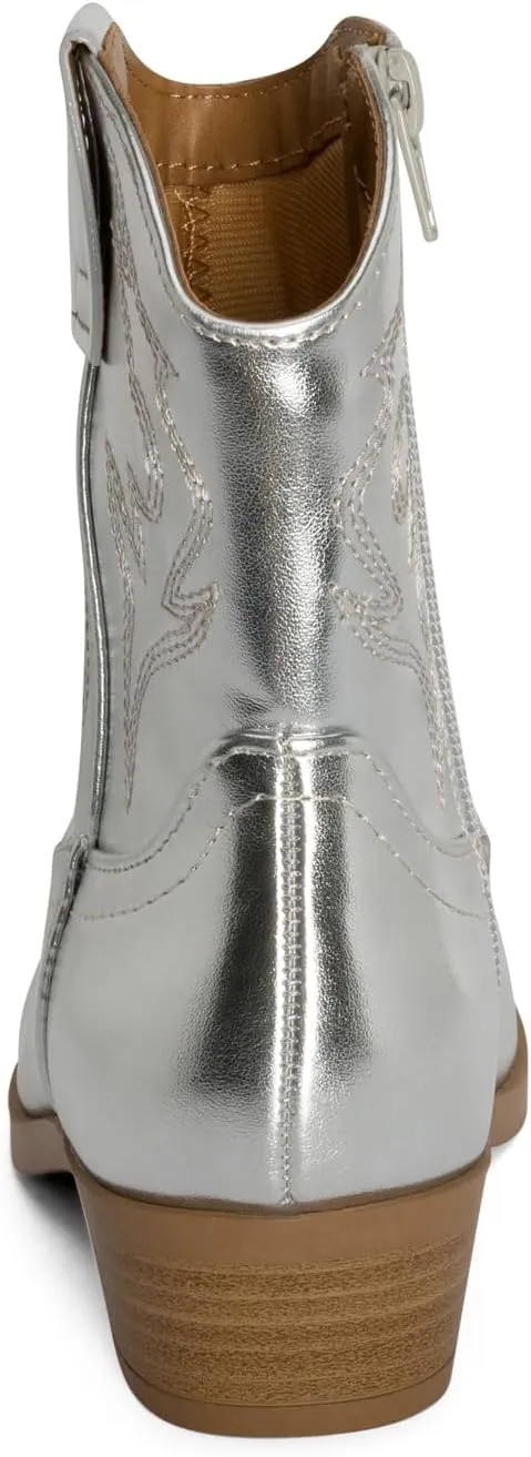 STYLISH S CHANCHITO-K ~ Girls Western Low Stacked Heel Pointed Toe Cowgirl Ankle Boots with Side Zipper