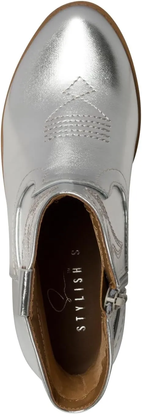STYLISH S CHANCHITO-K ~ Girls Western Low Stacked Heel Pointed Toe Cowgirl Ankle Boots with Side Zipper