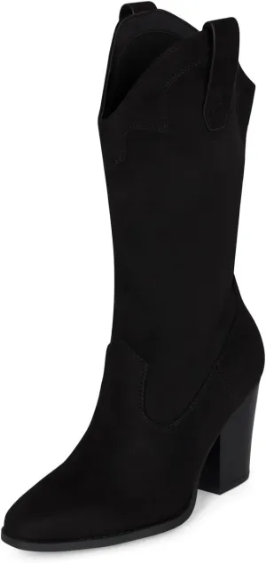 STYLISH S ONYX - Women's Western Cowgirl Stacked Heel Pointed Toe Mid Calf High Heel Boots
