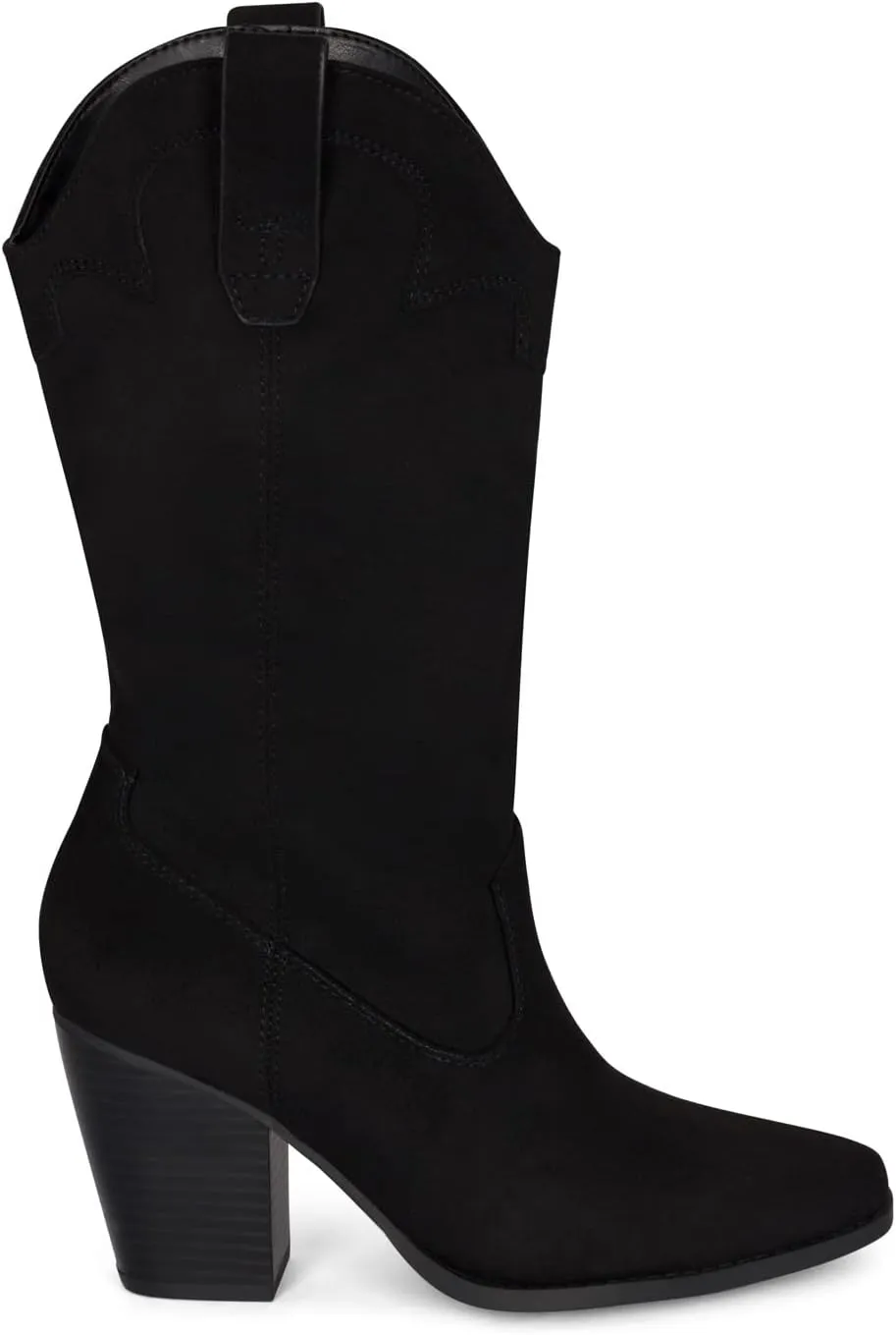 STYLISH S ONYX - Women's Western Cowgirl Stacked Heel Pointed Toe Mid Calf High Heel Boots