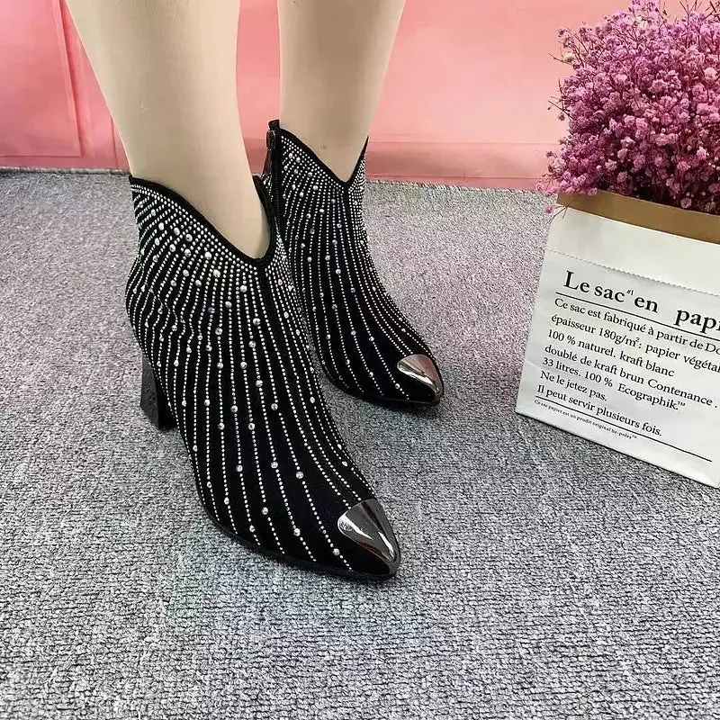 Stylish Women Rhinestone Ankle Boots for Fashionable Autumn/Winter