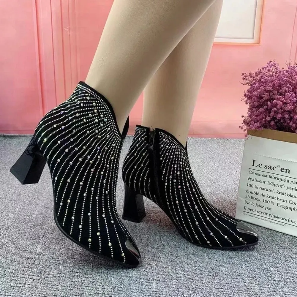 Stylish Women Rhinestone Ankle Boots for Fashionable Autumn/Winter