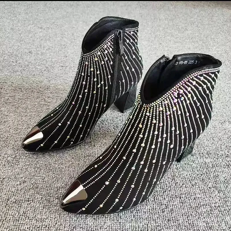 Stylish Women Rhinestone Ankle Boots for Fashionable Autumn/Winter