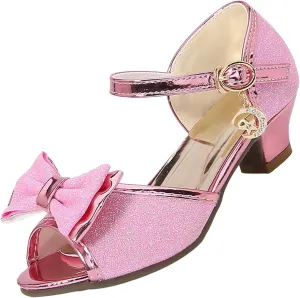 Summer Princess Dress Flat Fish Mouth Glitter Sequins Girls High Heel Sandals Fashion Shoes Children's Single Shoes Athletic Lightweight Sandals