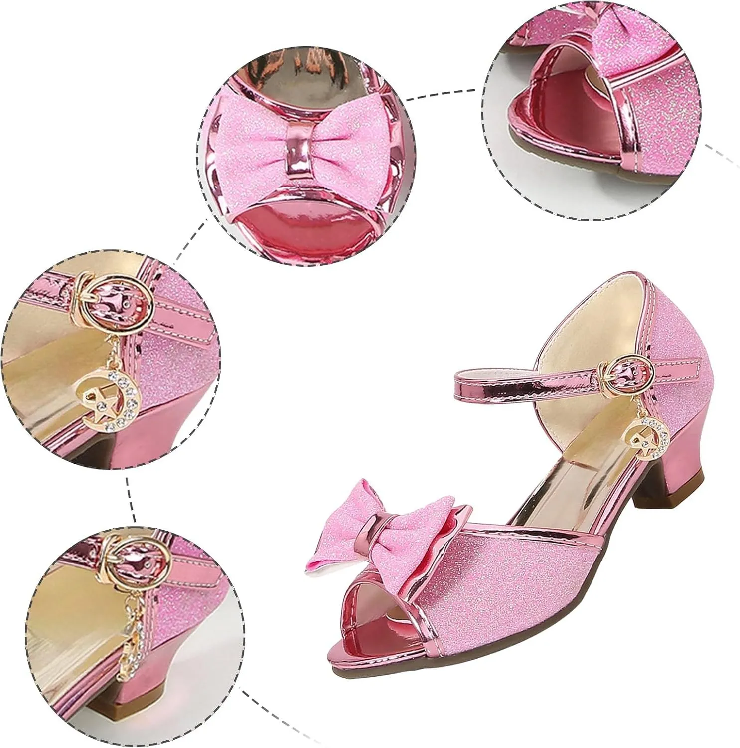 Summer Princess Dress Flat Fish Mouth Glitter Sequins Girls High Heel Sandals Fashion Shoes Children's Single Shoes Athletic Lightweight Sandals