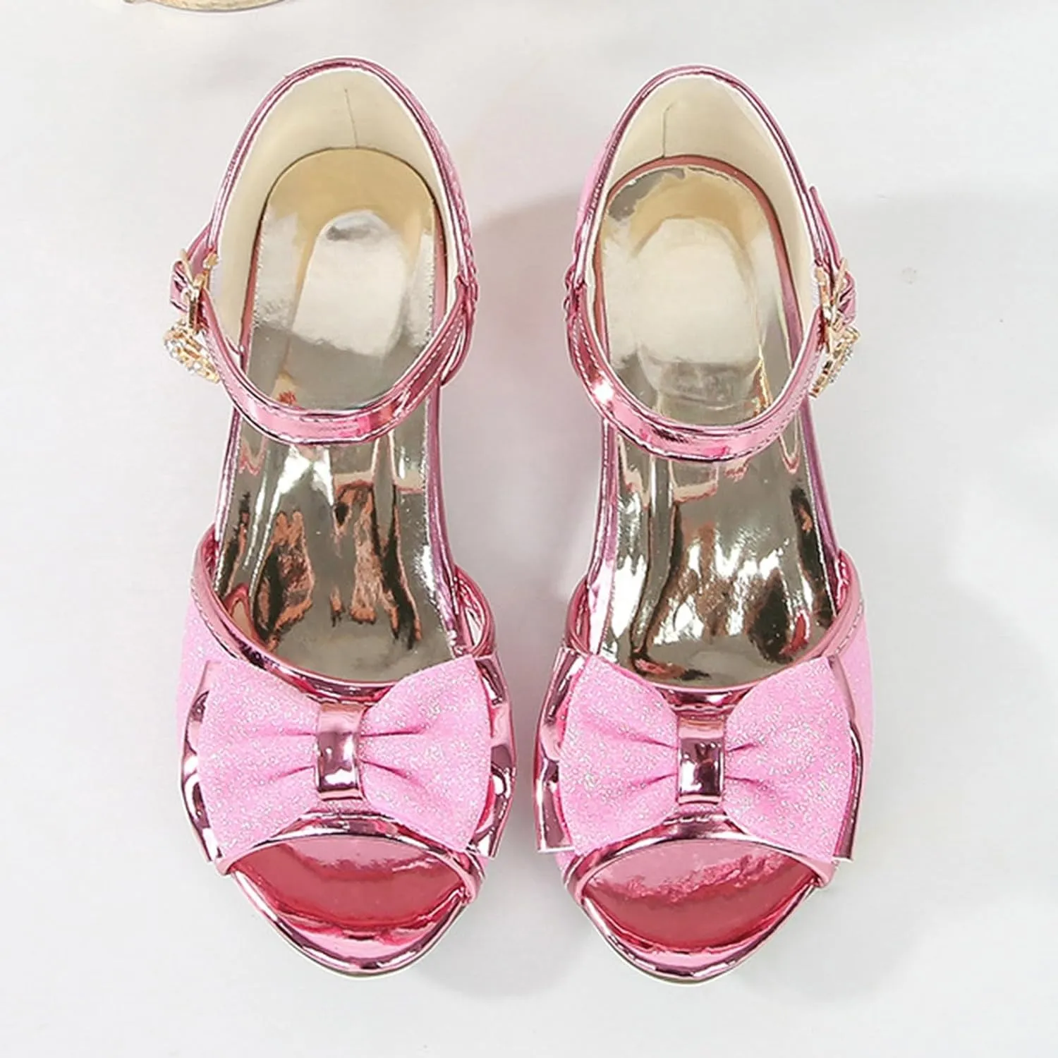 Summer Princess Dress Flat Fish Mouth Glitter Sequins Girls High Heel Sandals Fashion Shoes Children's Single Shoes Athletic Lightweight Sandals
